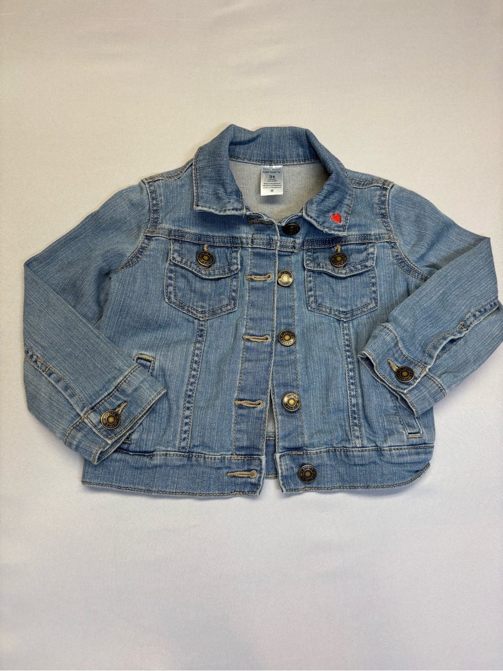 Carter's Light Blue Denim Jacket with Heart Accent 4T